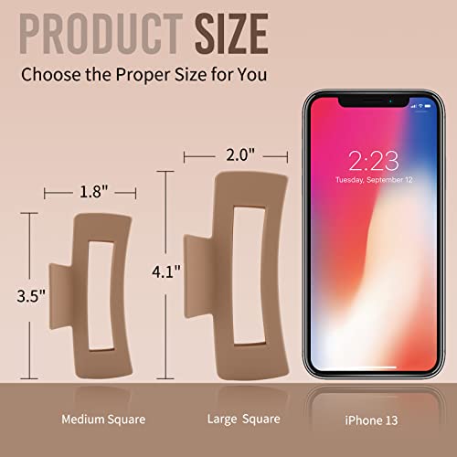 8 Pack Large Rectangle Hair Claw Clips, Matte Square Hair Clips For Women Thick Hair, Strong Hold Jaw Clip Big Non-Slip Hair Clip #TOP1