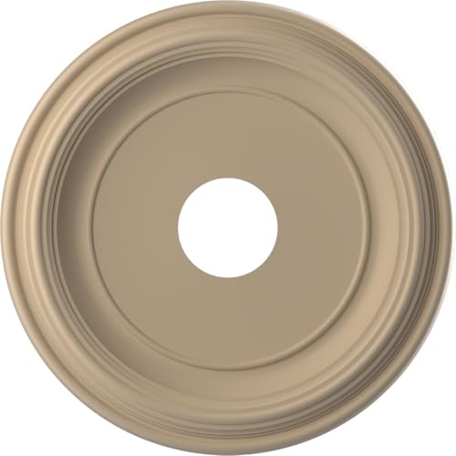 Ekena Millwork 16"OD x 3 1/2"ID x 1 3/8"P Traditional Thermoformed PVC Ceiling Medallion (Fits Canopies up to 9 1/2"), UltraCover Satin Smokey Beige