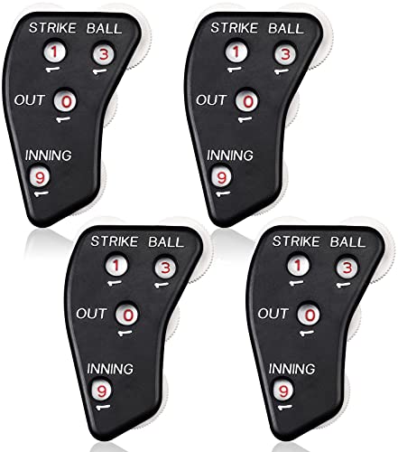 Pecmer 4-Dial Umpire Indicator 4 Pcs Umpire Accessories Set Baseball Counter Clicker Baseball Umpire Gear Umpire Gear Set For Softball #TOP6