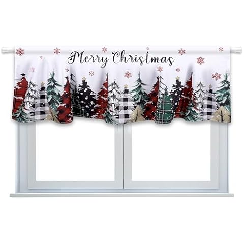 Christmas Tree Snowflake Window Valance Cover