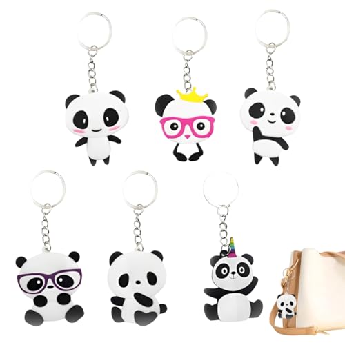 WUSJCOF 6 unidades porta-chaves panda de PVC, pendente decorativo para meninos, meninas e amantes de pandas