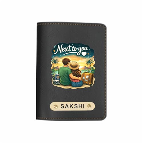 Image of Customized Couple Printed Passport Cover Gift Set 2 Pcs | Personalised Leather Travel Gift for Husband Wife, Boyfriend Girlfriend | Customised Valentine's Day Gift Set (Design 5)
