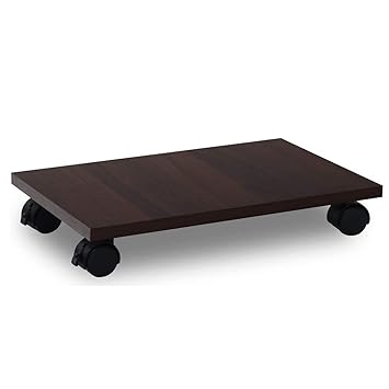 Heavy Duty Wooden CPU Trolley Computer Desktop Tower Stand with Locking Wheels (Wenge, 15.75 x 9.06 Inch)
