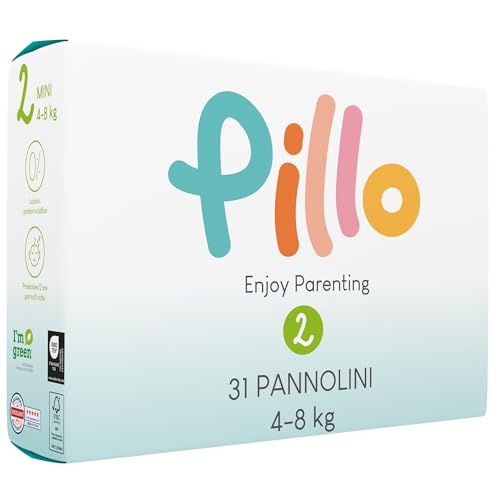 Pillo Pannolini Taglia 2 - Confezione Da 31 Pannolini Taglia 2 - Mini (4-8 Kg), Pannolini Neonato - Pacco Singolo