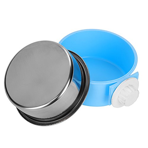 Itoda 2 In 1 Hanging Pet Bowl Detachable Food Water Feed Dish Cup Stainless Steel Bolt Hanger Healthy Puppy Dog Feeder Bowl #TOP2