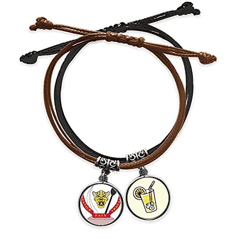 Bracelet cordon Congo avec emblème national en cuir jaune citron ajustable