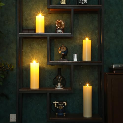 Image of Rossesay 8 inch 10 inch 12 inch 14 inch x 4 inch Large Waterproof Outdoor Flameless Candles, 4 Pcs LED Pillar Candles with Remote and Timers Battery Operated Jumbo Flickering for Home Patio Porch Church Indoor Lanterns