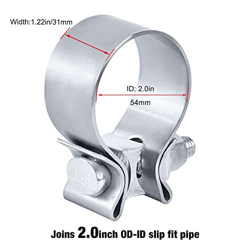 Evil Energy 2.0 Inch Exhaust Clamp,Narrow Band Muffler Clamp Stainless Steel 2Pcs #TOP1