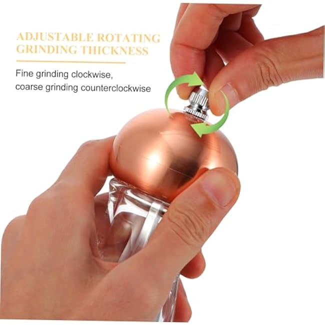 VALICLUD Manual Pepper Grinder Mill Acrylic and Rose Gold Multi Functional Spice Grinder with Ceramic Core for Pepper Sea Salt Cumin and More Home Kitchen Tool