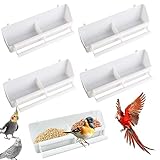 Vogelfutter-Wasserschale, 5 Stück, Vogelschüssel, zum Aufhängen, Futterspender aus Kunststoff, Futterspender für Vögel und Geflügel, Weiß