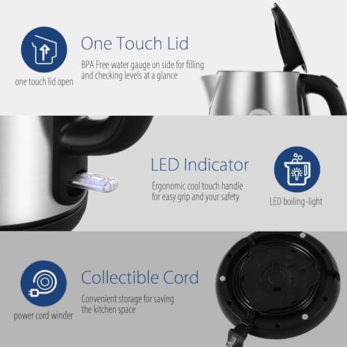 Hervidor eléctrico de acero inoxidable de 1.7L miniatura 6
