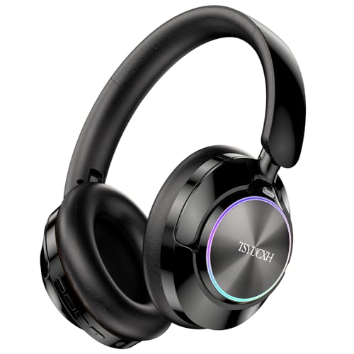 TSYUCXH Noise Cancelling Over Ear Wireless Bluetooth Headphones with Microphone, 65h Playtime, Clear...