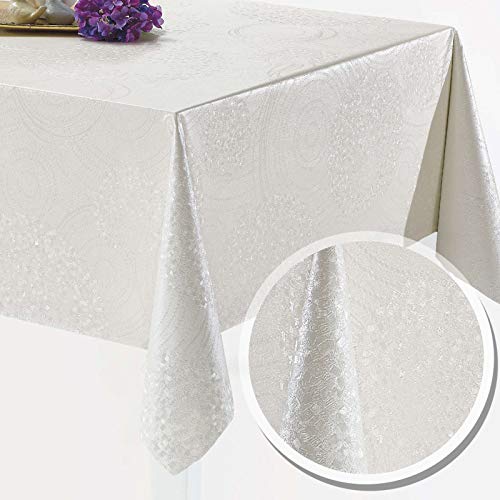 Melody Wachstuch weiß 160 x 140 cm eckig Geprägt Weiss #3036-01 – Ansicht 1