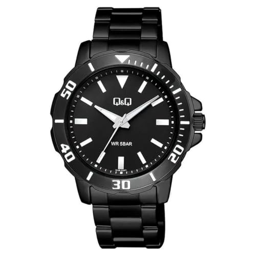 Q&Q WATCHES Watch by Citizen Q43B-003PY - Correa de Acero Inoxidable para Hombre, Color Negro, Negro, Cronógrafo, Digital
