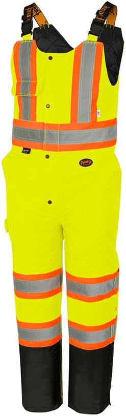Hi Vis Waterproof Bib Pants For Men & Women - Insulated Safety Rain Overalls - For Construction Work - Reflective