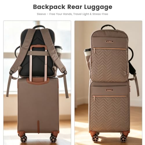 Image of Travelhouse 3 Piece Luggage Set 20 Inch Carry On Suitcase with Backpack