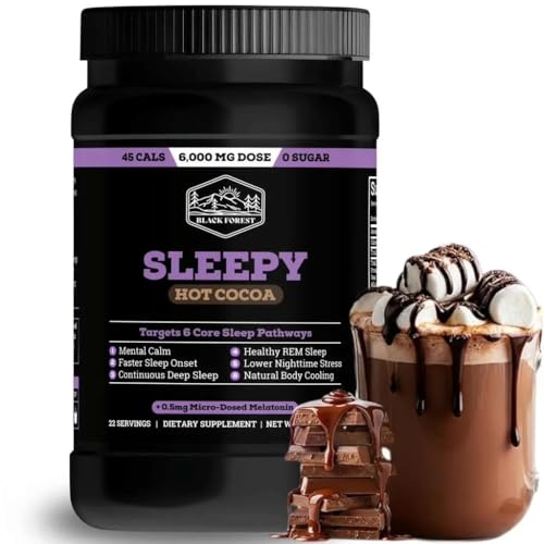 Black Forest Sleepy Hot Cocoa - Magnesium Hot Chocolate Sleepy Cocoa Sleep Powder for Adults with Melatonin & L-Theanine - Natural Sleep Drink Mix for Deep Sleep & Relaxation Sleep Powder 22 Servings