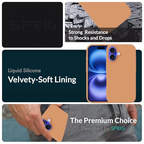 Image of SPRIG Compatible with iPhone 16 Premium SilkMag (Liquid Silicone Magnetic) Back Cover Drop Tested Shock Proof Mobile Case for Men, Women, Boys and Girls with Camera Protection (Muskmelon)