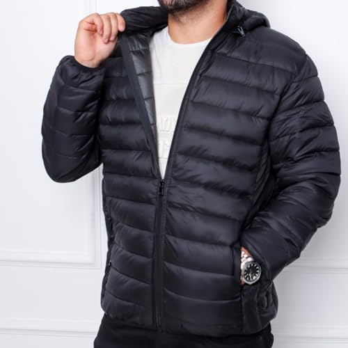 Jaqueta Puffer Bobojaco Masculina Corta Frio e Vento com Bolso Capuz Motoqueiro Moto