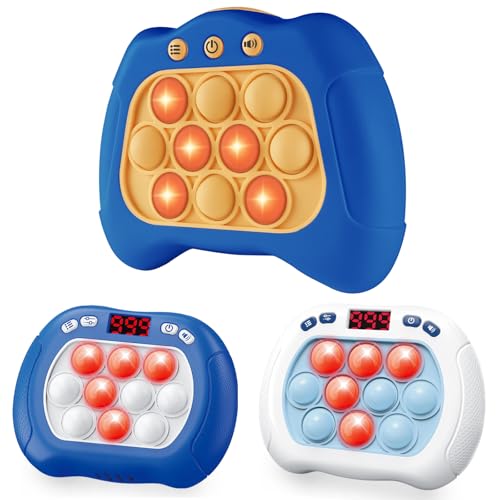 3 Packs of Quick Push Pop Game for Kids, 1 Classic & 2 LED Screen Handheld Bubble Game Li…