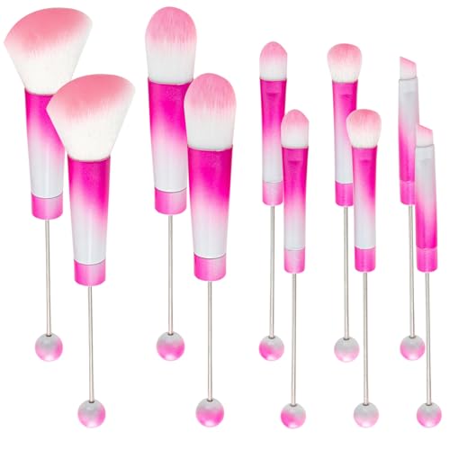 Pinceaux de maquillage à perles Rose Tiedye (lot de 10 pièces)