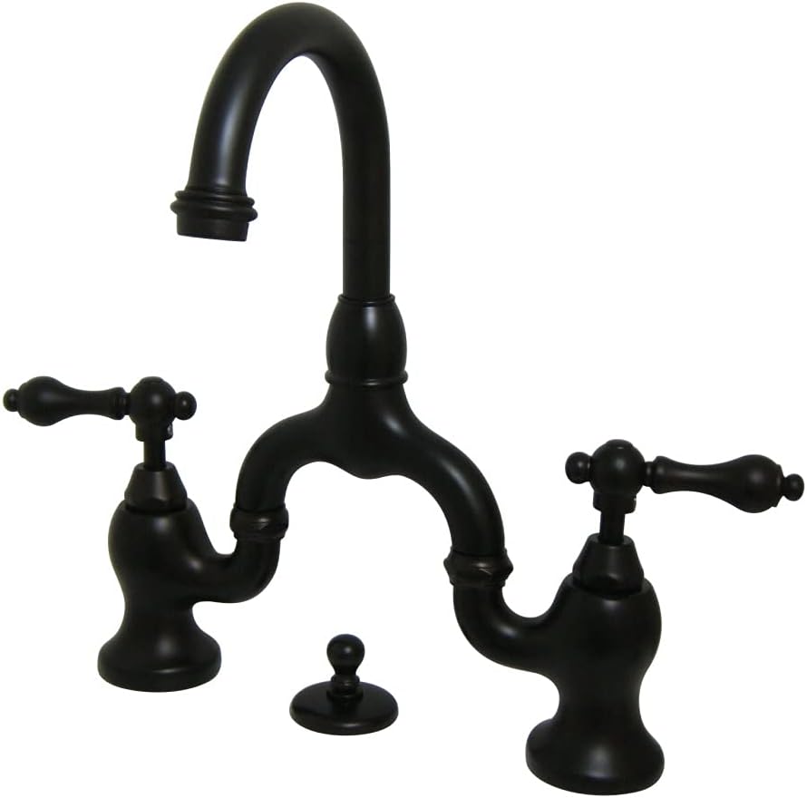 Kingston Brass KS7995AL English Country Bridge Bathroom Faucet with Brass Pop-Up, Oil Rubbed Bronze
