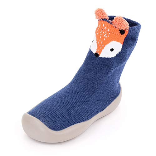 Toddler Sock Shoes Boy Floor Rubber Warm Cartoon Baby Shoes Girl First Socks -Slip Sole Baby Shoes (Blue, 2-3 Years)3