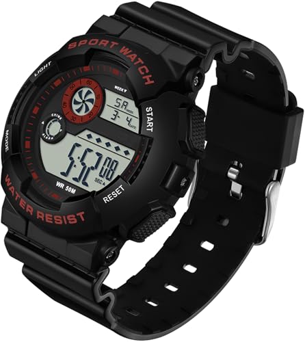 Montre numérique de sport étanche findtime : lisibilité LED maximale et alarme pour femme