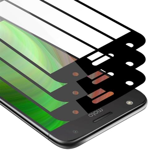 Cadorabo 3x Vidrio templado cobertura completa compatible con Motorola MOTO Z PLAY en TRANSPARENTE con NEGRO - Paquete de 3 Vidrio protector de pantalla en dureza 9H con compatibilidad touch 3D