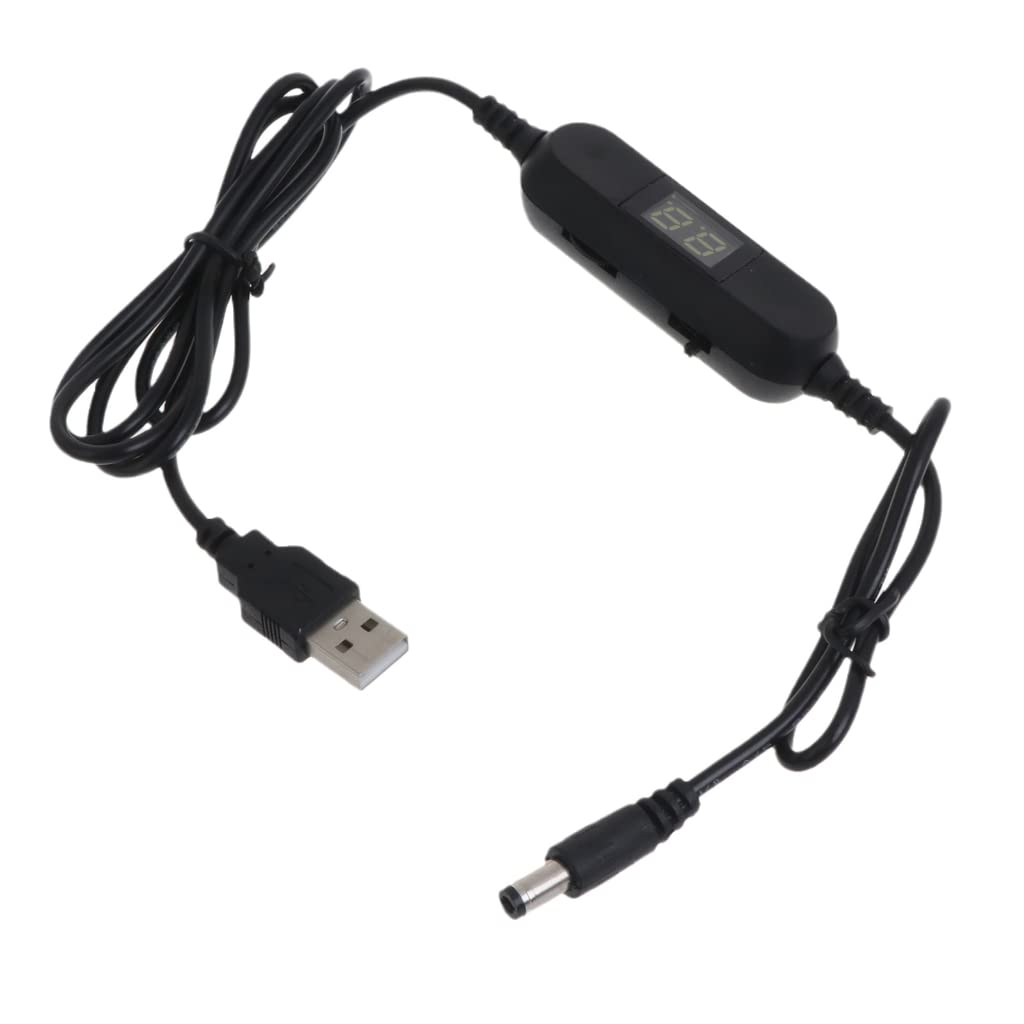 Elnwnnkc 130cm USB to 1.5V 3V4.5V 6V 9V 12V Adjust Voltages Dislpay Cable LR03AAA LR6AA Battery Eliminators for Toy Game Fan