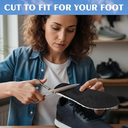 Image of Skicuff 8 Pairs 4D Cloud Insoles for Men Women, Soft Inserts Foam Cushioned Insoles Breathable Anti-Fatigue Inserts for Pain Relief, Sports Walking, Trim to Fit(Women,US 6.5-9,Black)