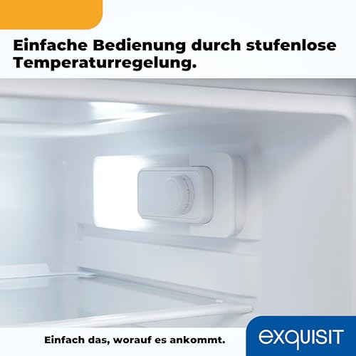 Foto von Exquisit Kühlschrank KS16-V-040E weiss | insgesamt 127 l Volumen | Weiß | Freistehend | Kühlen | Glasablagen und Gemüsefach | Türanschlag wechselbar