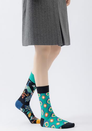 Image of 2 Pairs Cartoon Animal Crew Socks Fun Cotton Mid Calf Socks for Women