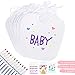Winload Bavaglini Bianco per Bambini, 12 Pcs DIY Bavette Neonato con 12 Pezzi Pennarelli Tessili e 3 Stencil, Bavaglino Bandana Impermeabile per Baby Shower Party