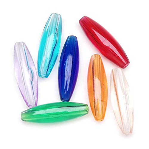 DARICE 144 Piece 19mm x 6mm Spaghetti Acrylic Oval Bead, Transparent Multicolor
