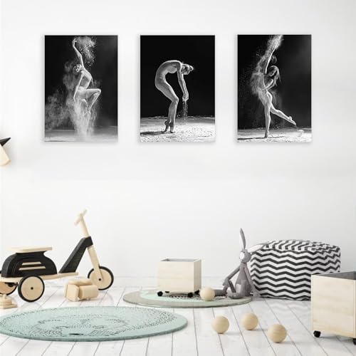 Peinture sur toile moderne deco salon triptyque affiche danseuse classique