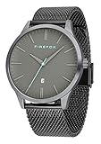 FIREFOX Herren- Armbanduhr XCHANGE analog Quarz Edelstahl Titan grau Milanaise Mesh Armband Datumsanzeige 5 ATM wasserdicht FFPL01-007