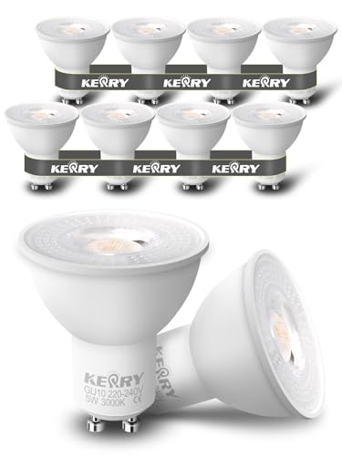 Image of Kerry GU10 LED Bulbs, 5W 400lm, 3000K Warm White, 50W Equivalent, 10 Pack