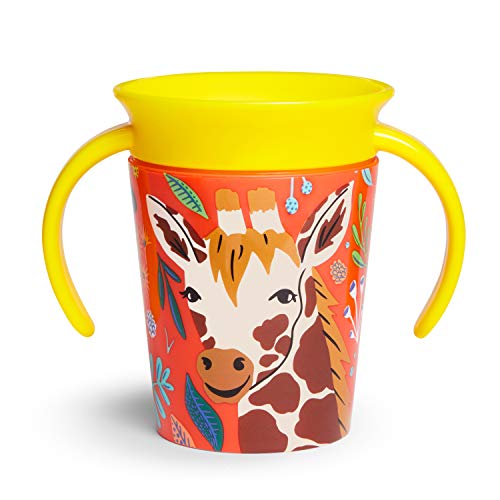 Munchkin 360 WildLove Trainer cup Spill proof and leak proof cup with handle for infant/baby boys and girls 6oz Capacity 6 Months and above Giraffe