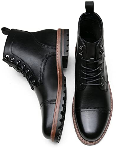 Image of Jousen Mens Boots Premium Leather Cap Toe Casual Boots Chukka Dress Boots for Men