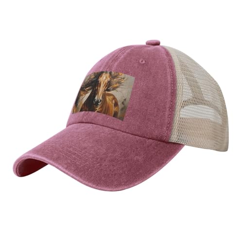 TYUNBD Gorra de camionero de malla marrón para correr, gorra de vaquero de moda para deportes y sombreros, Rojo -, talla única
