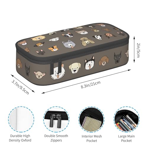 Image of Cute Puppy Dog Pencil Case Aesthetic Large Capacity Pen Pouch | Storage Bag with Compartments for Travel School Office Organizer