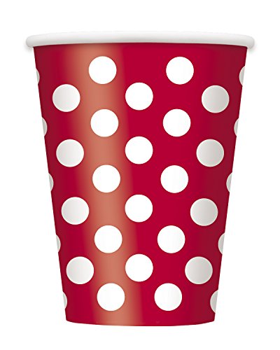 Unique Industries 12oz Red Polka Dot Paper Cups, 6ct (37496)