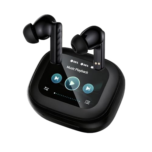 Image of Wireless Earbuds, Bluetooth 5.4 Headphones in Ear with Smart Touchscreen Case, ANC Noise Cancelling Ear Buds, 60H Playtime for Sports & Working, Bass Stereo Sound for iPhone /Android (Black)