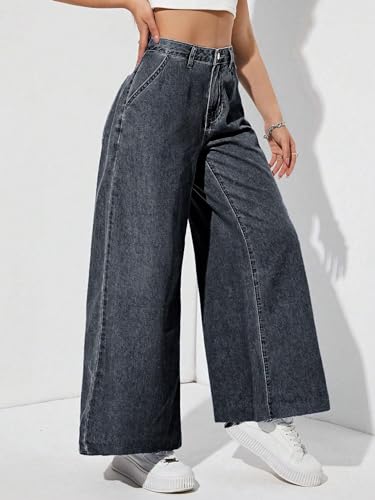 Image of KOTTY Wide Fit Denim Pants - Women's High Rise Wide Leg Comfort