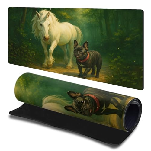 Tapis de souris Forêt Licorne Bulldog français L pour PC