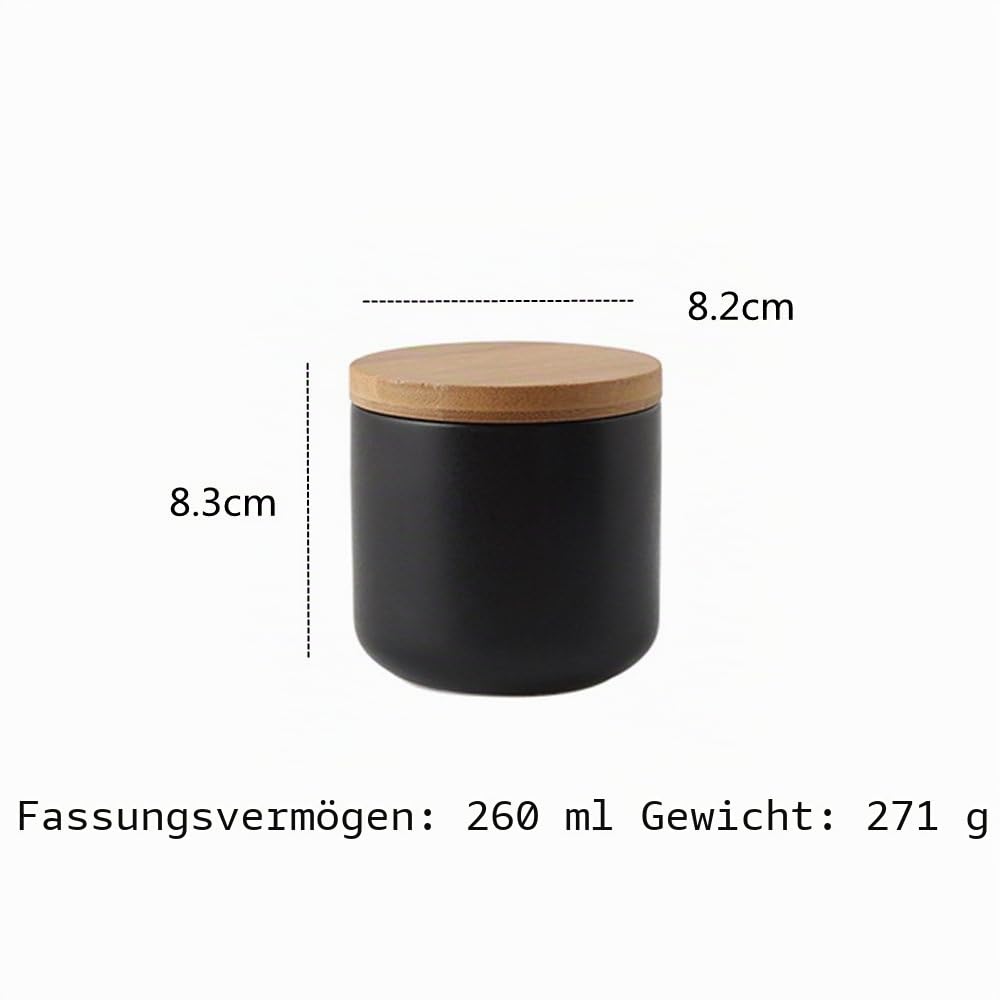 3er Set Vorratsdosen Keramik mit Bambusdeckel Vorratsdose Kaffeedose Teedose - Keramik Aufbewahrungsdosen für Tee Kaffee Bohne Zucker Gewürz Nüsse Korn (260ml,800ml,1000ml)