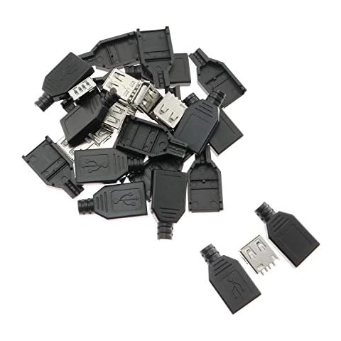 Maxmoral 10pcs USB 2.0 Connector Type A Female Port Socket with Black Plastic Cover DIY Connector Cover