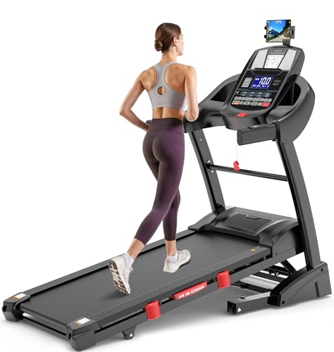 Image of 4.5HP Folding Treadmill 300lbs Capacity, Automatic Incline Treadmill with FitShow APP & HiFi Bluetooth Speaker