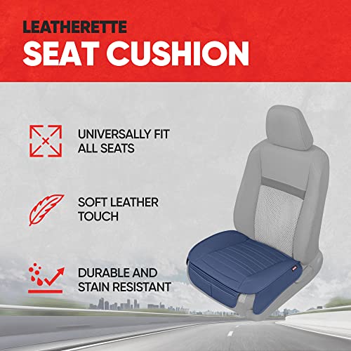 Image of Motor Trend Seat Covers for Cars Trucks SUV, Faux Leather 2-Pack Blue Padded Car Seat Covers with Storage Pockets, Premium Interior Car Seat Cover